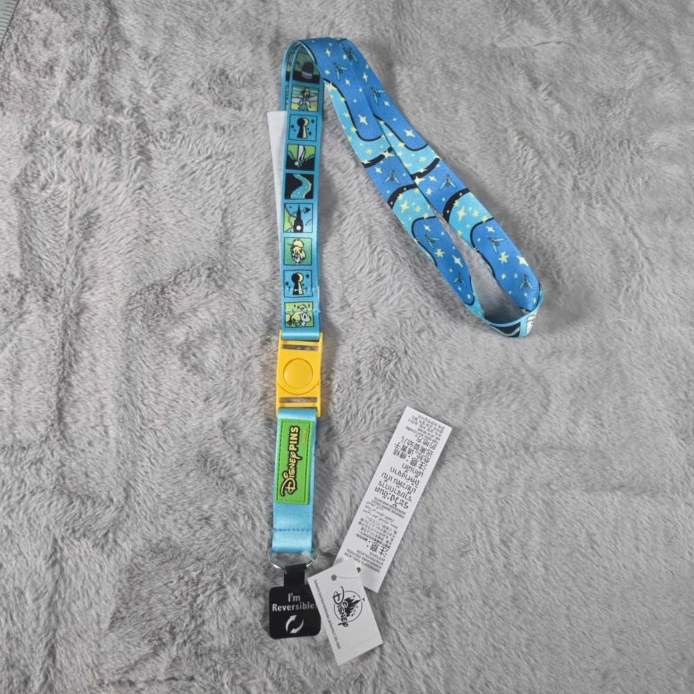 Disney Tinker Bell Reversible Lanyard Unisex OS Blue‎ Peter Pan Pin Trading